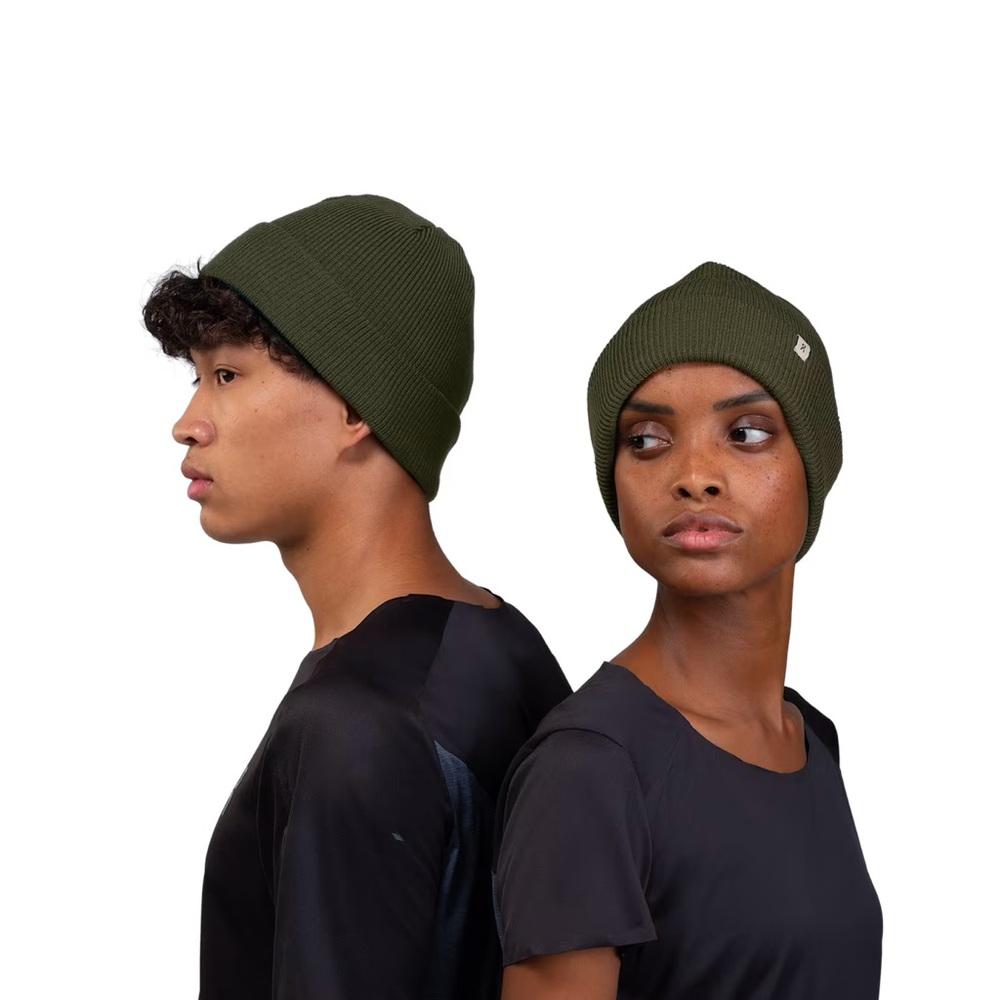 On Running Olive Green Ribbed Beanie